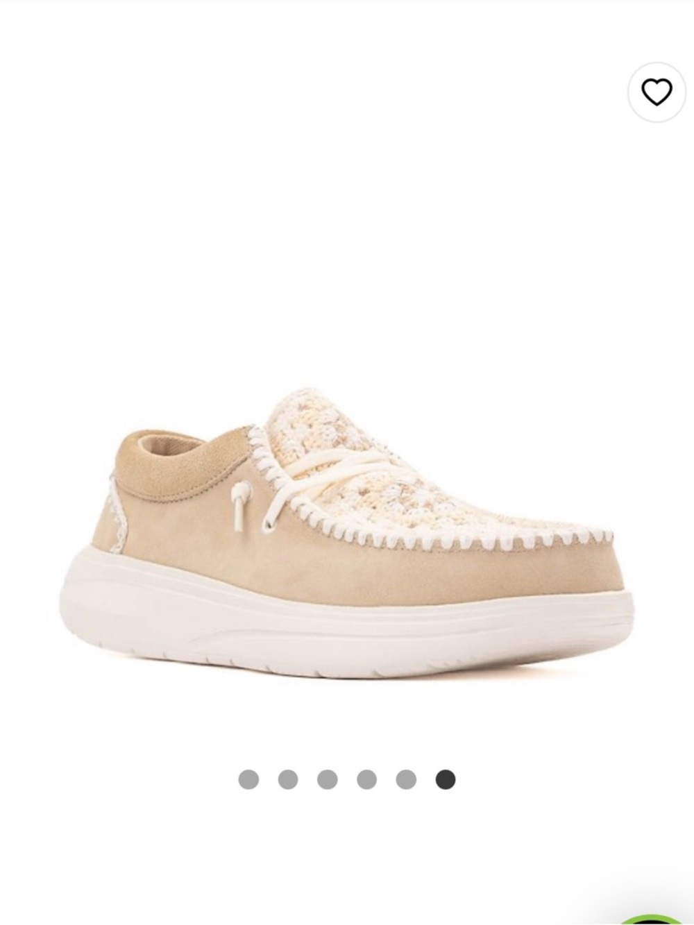 HEYDUDE Wendy Beige Slip-On Crochet Shoes